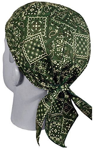 Green Paisley Doo Rag Du Rag Do Cotton Bandana Headwrap Chemo Cap