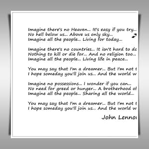 Amazon.com: JOHN LENNON IMAGINE LYRICS 24x24" ART PRINT ON CANVAS: Kitchen &amp; Dining
