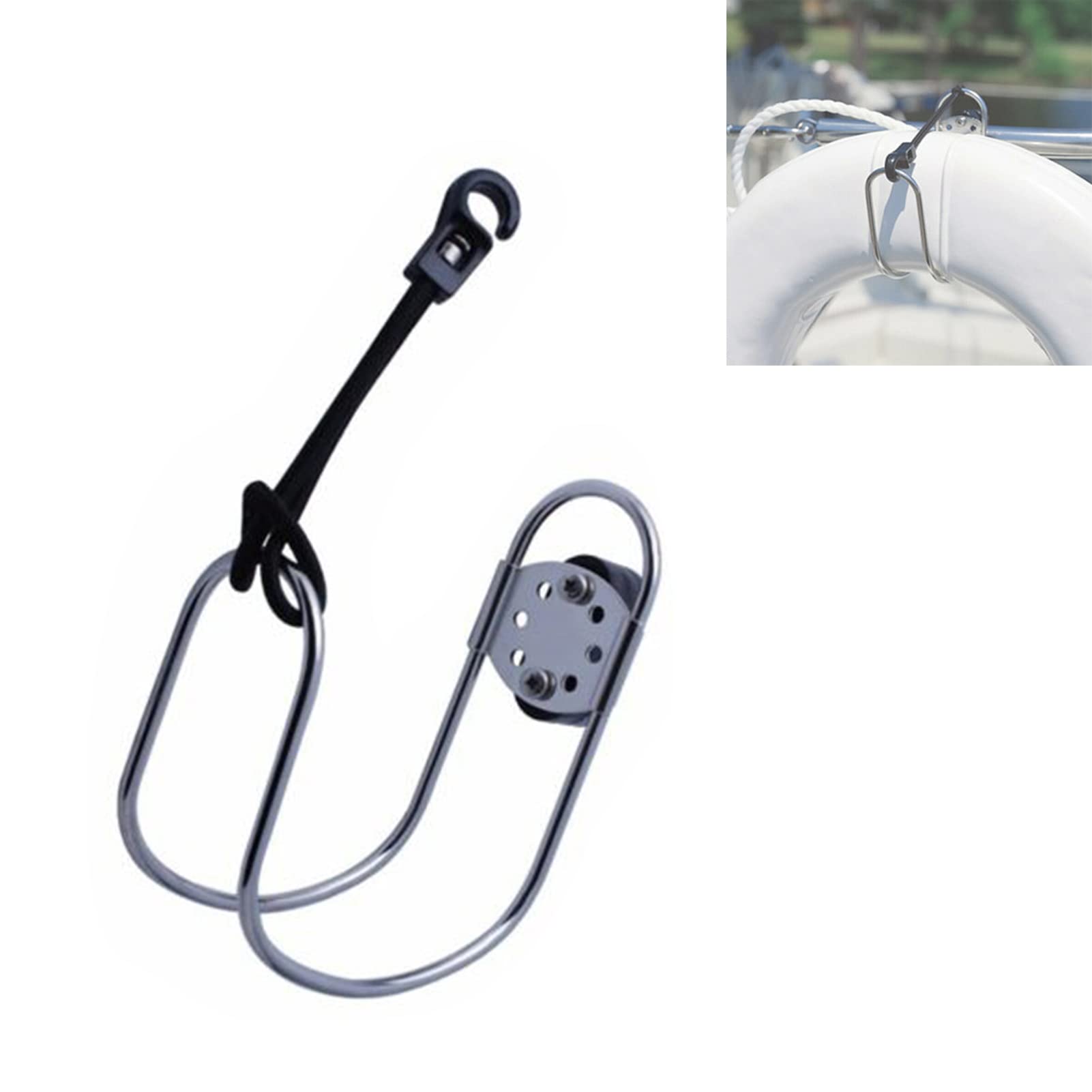 Lifebuoy Holder Stainless Steel Marine Horseshoe Bracket Life Buoy Ring Holder with P-lastic Mount, Accessories Rowing Boat Yacht Horseshoe Bracket