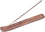 TICHI 2x Handmade Wooden Incense Holders with Brass Inlay 10x1.5 Inch view 5