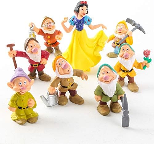 PAPWOO Terrarium Figurines 8 Pcs/Set Snow White & The Seven Dwarfs Action Figure Miniatures Fairy Garden Statue Bonsai Decoration DIY Pedestrian Home Decoration Outdoor Ornaments Birthday Gifts