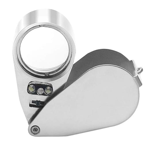 Powcan 40X25mm Juwelier Lupe LED Beleuchtete Juwelierlupe Schmuck Lupe Eye Optisches Glas Lupe LED-Licht UV-Dual Beleuchtung 