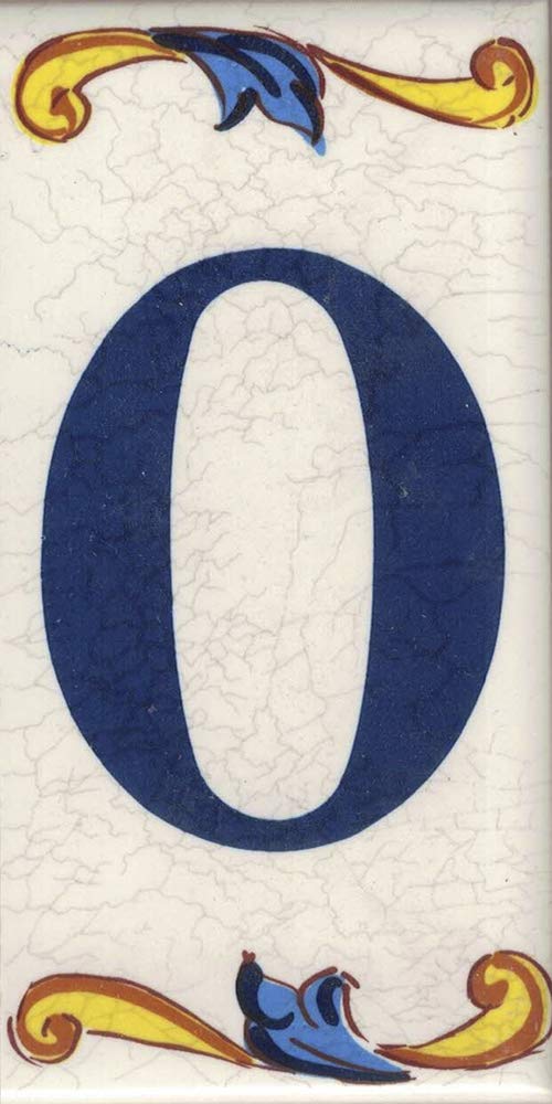 TORO DEL ORO House Numbers - Tile Numbers and Letters - Ceramic Chalca - Crackle Style - Names and Address - Large Craquelle Design 7.5 x 15 cm (Letter "O")