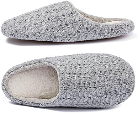 gyang Men's/Women's Cashmere-Knit Non-Slip Slippers, Winter Breathable Indoor Shoes (Male(6-6.5)/Female（7-8））, Gray)