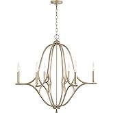 Capital Lighting 450061BS Claire Traditional Candle Chandelier, 6-Light 360 Total Watts, 31" H x 32" W, Brushed Champagne
