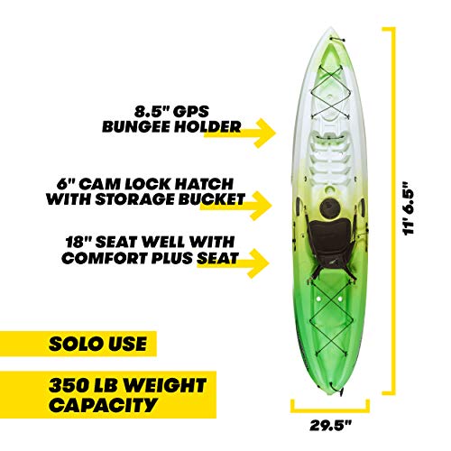 Ocean Kayak Scrambler 11 OnePerson SitOnTop Recreational Kayak, Envy