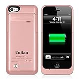 Kujian iPhone 5 External Battery Case Charger Backup Charging Power Case 2200mAh with Kickstand LED Indicatiors 8 colors for iPhone 5, 5S, 5C, SE Rose Gold