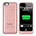 Kujian iPhone 5 External Battery Case Charger Backup Charging Power Case 2200mAh with Kickstand LED Indicatiors 8 colors for iPhone 5, 5S, 5C, SE Rose Gold