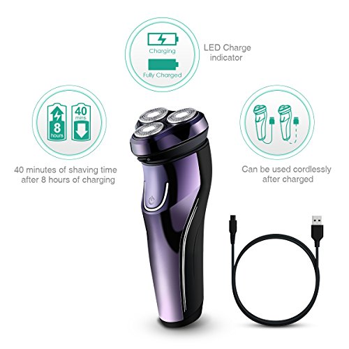 ORIA Electric Shaver, Rechargeable Shaving Razors, Waterproof Wet Dry Men's Rotary Shavers Pop-up Trimmer, Adapter not Included - Thumbnail 2