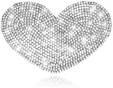 Car Sticker Crystal Rhinestone Truck SUV Home Office Window Decal Sticker Decoration Silver (M-Heart)