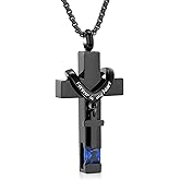 Oinsi Black Cross Urn Necklace For Ashes Of Loved Ones With Birthstone Always In My Heart Cremation Jewelry Keepsake Pendant Women Men