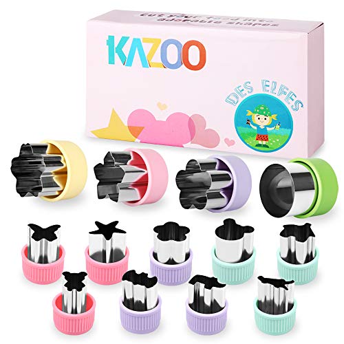KAZOO Kids Food Shapes Cookie Cutter Kids Sandwich Cookie Cutters Shapes Mini Vegetable Fruit Cutter Shapes Set for Bento Box,13pcs Stainless Steel