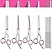 Dog Grooming Scissors, JeeMax 5 Pcs Professional Pet Grooming Scissors for Dog Cat Body Face Ear Nose Trimming- Stainless Steel Shears with Pouch and Clean Cloth