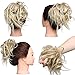 Tousled Updo Ponytail Hair Extensions Fluffy Messy Wavy Ponytails Bun Scrunchies Hairpiece Human Made 100% Real Natural Premium Synthetic Hair for Women Lady ash blonde/bleach blonde