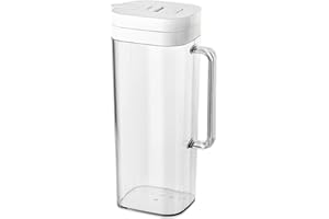 2 Quart Pitcher 2L Plastic Clear Water Pitcher for Fridge with Handle & Switch Lock Leakproof Water Container with Lid for Fr