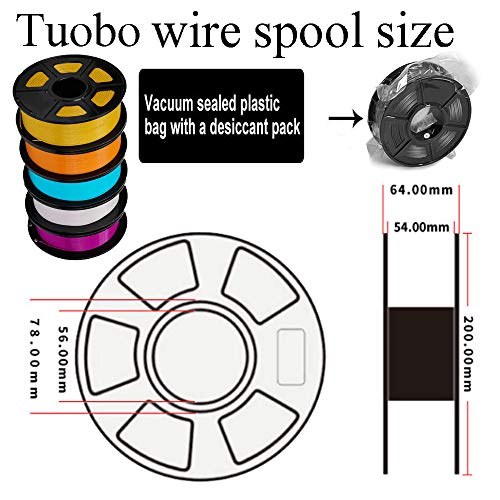 Tuobo PLA Filament 1.75mm with 3D Build Surface 200mm Ã— 200mm 3D Printer Consumables, 1kg Spool (2.2lbs), Dimensional Accuracy +/- 0.05 mm, Fit Most DIY Printer and 3D Pen (Yellow)