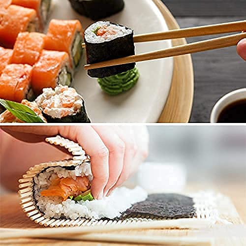 TUT Sushi Kit, 10 Pezzi Kit Sushi Fai Da Te, Sushi Kit Completo con 2 Tappetini, 5 Paia Di Bacchette, 1 Spatola Per Riso, 1 Coltello, 1 Sacco, Kit Sushi Molto Adatto Per I Principianti