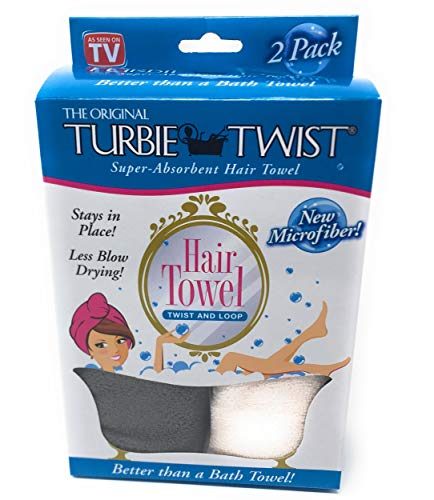 Turbie Twist Microfiber Hair Towel (2 Pack) Grey-Light Pink