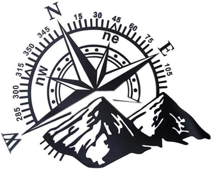 Celan Quality 48 * 34cm Off-road Compass Car Sticker Rose Navigate Vinyl Sticker Decal Car Truck Auto Laptop Car Door and Hood Color: black