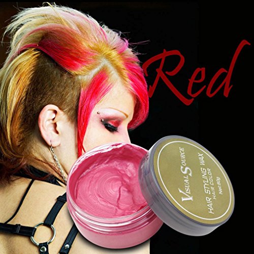 Lisin Color Matte Hair Wax Men Women Grandma Hair Ash Dye Gray Mud Temporary 80g (Red)