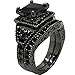 Jude Jewelers Size 4-15 Black Princess Cut Wedding Engagement Ring Bridal Halo Anniversary Propose