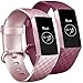 Tobfit Bands Compatible with Fitbit Charge 3 Bands for Women Men Replacement for Fitbit Charge 3 SE Accessories Classic Sports Wristbands, 2 Pack (#Rose Gold/Wine Red, Small)