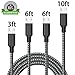 ONSON Micro USB Cable,4Pack 3FT/6FT/6FT/10FT Long Premium Nylon Braided Android Charger USB to Micro USB Charging Cable Samsung Charger Cord for Samsung Galaxy S7 Edge/S7/S6/S4/S3,Note 5/4-Black