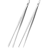 ChefBee Kitchen Cooking Tongs Tweezers - 2PCS 12" Stainless Steel Kitchen Utensils, Metal Fine Tweezers Tongs with Precision 