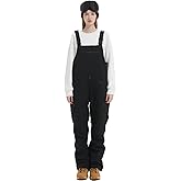 BUMDEEP Women and Mens Snow Bibs Adjustable Overalls Pants Windproof Waterproof Ski Pants Insulated Warm Pants(Black,XXL)