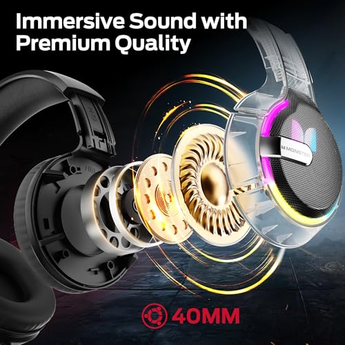 Monster Mission 320 Gaming Headset for PS5, PS4PC, Xbox One, Xbox Series X/S, Switch,Noise Cancelling Over Ear Headphones with Mic, LED Light, 7.1 Surround Sound