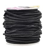 Mandala Crafts 1.5mm 2mm 3mm 4mm Natural Round Suede Leather String Cord Rope Spool for Necklace Bracelet Jewelry Making (4mm, Black)
