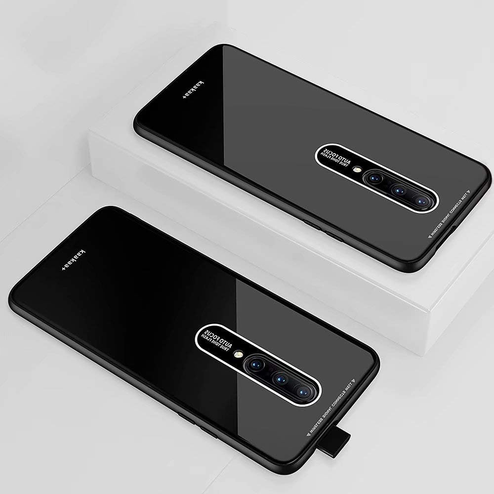 KSHOP Replacement for Case Oneplus 7 pro Cover 9H Tempered Glass Back Surrounded by Soft TPU Bumper Drop Protection -Black