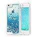 MOLLYCOOCLE iPhone SE Case, iPhone 5 5S Case, 3D Liquid Bling Sparkle Glitter Clear TPU Shell Quicksand Cute Star Fashion Creative for Girls Flowing Protective Cover for iPhone SE/5/5S - Blue