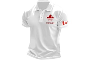 Mens Canada Polo Shirt Vintage Canadian Maple Leaf Flag Graphic Golf Shirts Patriotic 1st July T Shirt Tops