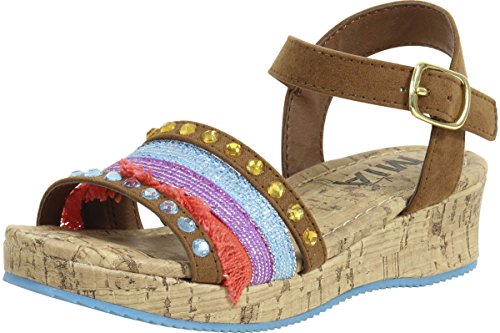 MIA Kids Little Girl's Mylie Cognac Nova Suede Wedge Sandals Shoes Sz: 1