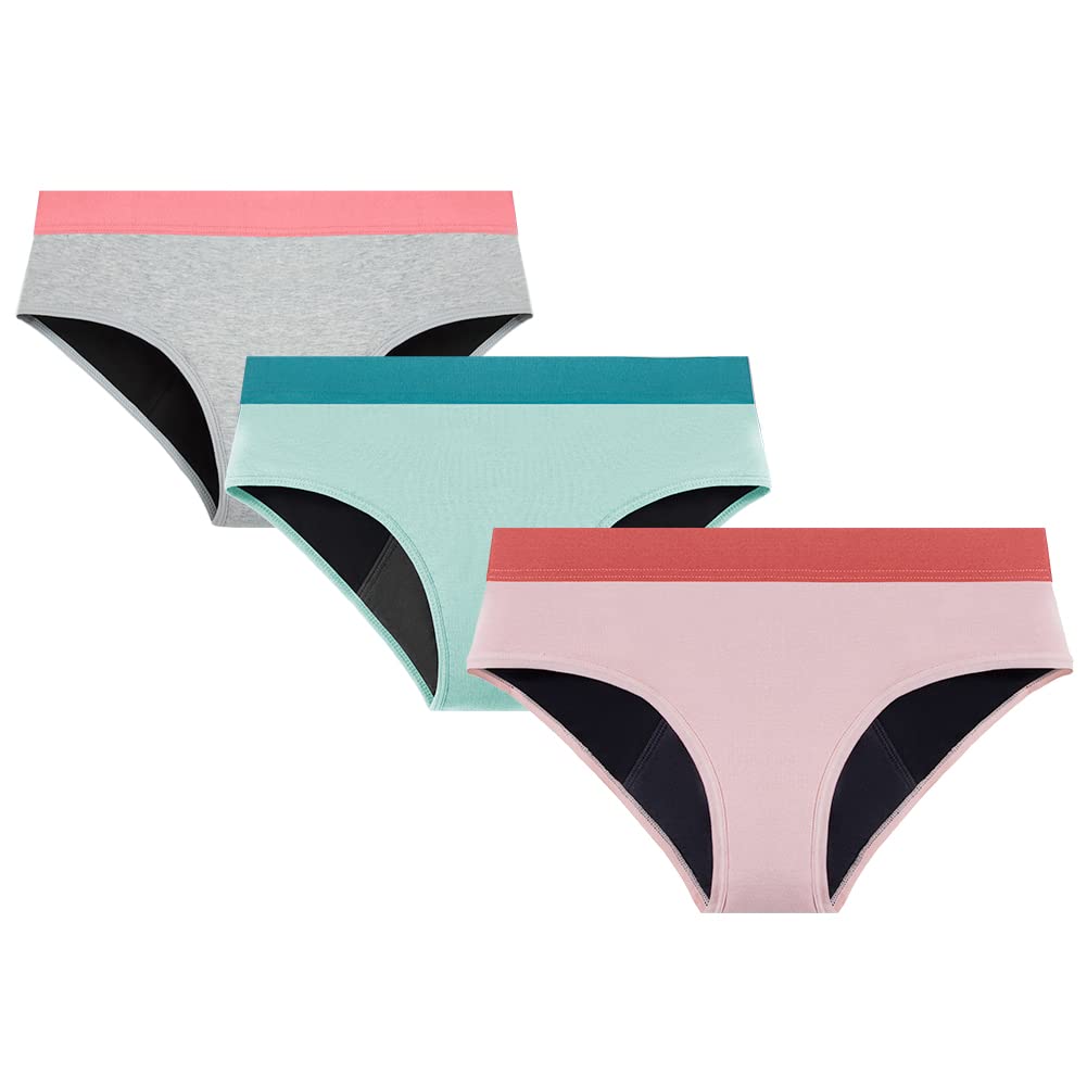 Photo 1 of Mordlanka Teen Period Underwear Menstrual Panties for Girls Heavy Flow Leakproof Protective Briefs First Period Kit for Girls (14-16 years, light colors-3)