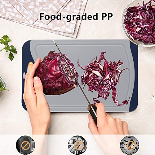 Qimh Oversized Cutting Board Set,4 Piece Plastic Kitchen Cutting Boards with Non-Slip Feet and Deep Drip Juice Groove,Large Thicker Boards,Dishwasher Safe,Juice Grooves,Easy Grip Handle