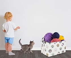Sanjiaofen Rectangular Cat Baskets,Cat Paw Storage