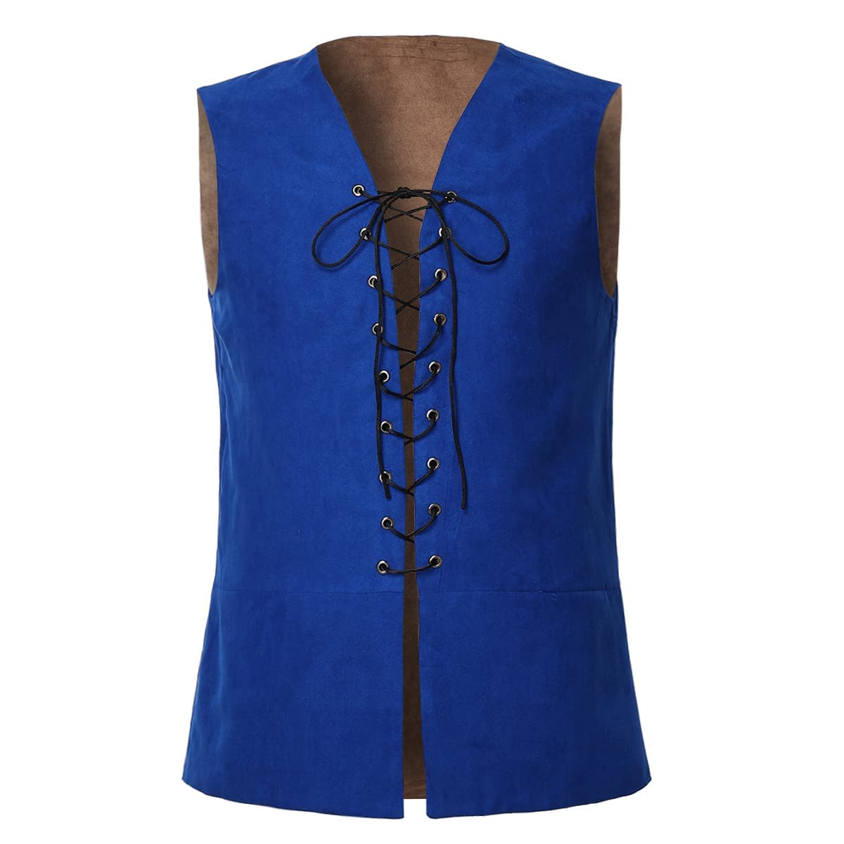 GRACEART Renaissance Men's Lace-Up Suede Leather Reversible Vest Medieval Pirate Gothic Waistcoat(Only Vest)