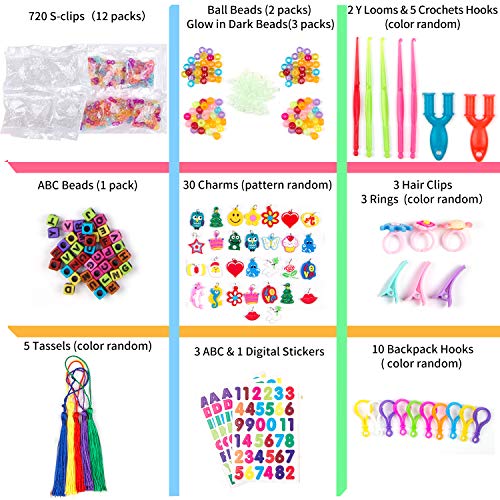 11900+ Rainbow Loom Rubber Bands Refill Bracelet Loom Kit with Charms & Colorful S Clips, in 40+ Colors