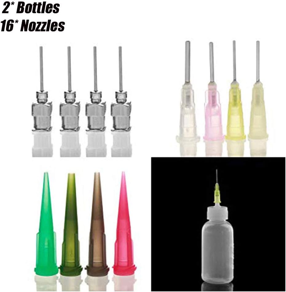2Pcs Temporary Tattoo Kit Applicator Henna Bottles Compatible 16 Tips Needles DIY
