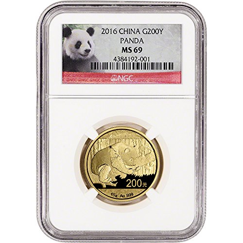 2016 CN China Gold Panda (15 g) Red Panda Label 200 Yuan MS69 NGC
