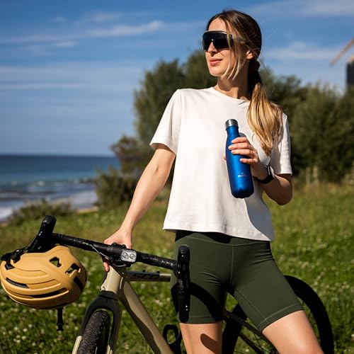 Nuactiv Stainless Steel Water Bottle 500ml, Vacuum Insulated Metal Flask, Leakproof, BPA Free, Reusable Sports Flask, Keeps Drinks Cold 24h & Hot 12h, for Gym, Travel, Work & School