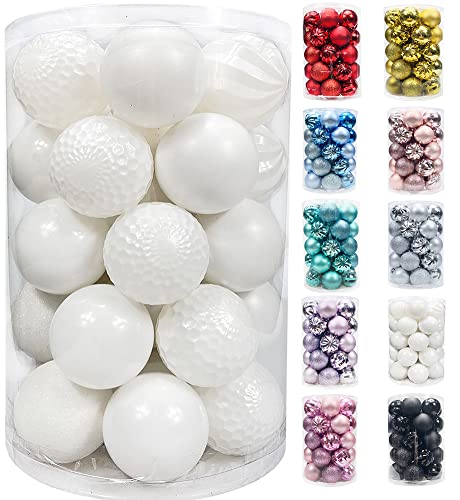 AOGU 34Pcs Christmas Balls Christmas Tree Ball White 2.36