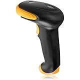 Flexzion USB Automatic Barcode Scanner Portable Handheld Wired Laser Reader Scanning Pos Gun with Data Cable in Black Yellow for Office Factory Book Store Supermarket
