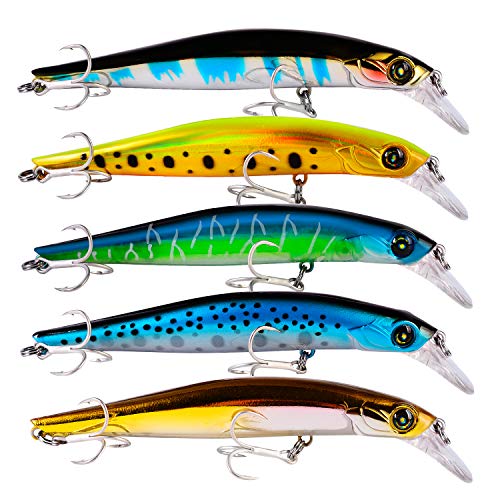 Floating Minnow Angelköder Kit Topwater Hard Bait Crankbait Swimbait mit Tackle Box für Forellen, Barsch, Zander… – Bild 5