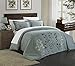 Chic Home Kaylee 3 Piece Floral Embroidered Duvet Set, King, Green
