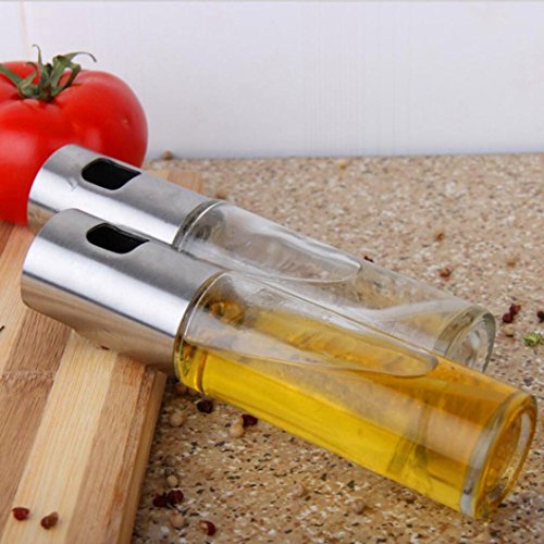 Creazydog Oil Bottle,Oil Spray Bottle Pump Glass Olive Cooking Stainless Steel Pot Leak-proof Drops