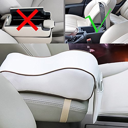 Ya Jin Leather Memory Foam Car Armrest Cushions Armrest Center Consoles Head Neck Rest Pillow Pad for Car Motors Auto Vehicle, Black
