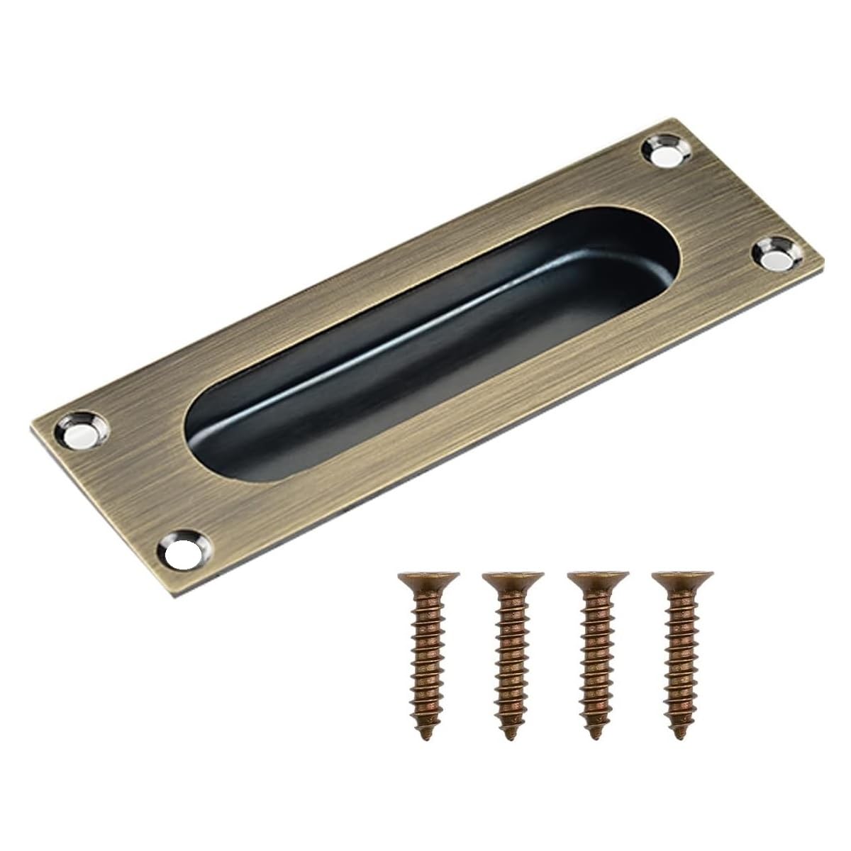 MiJunHD Recessed Flush Door Handles Stainless Steel Cabinet & Furniture Door Pulls Bronze 120 * 40mm Rectangle Rectangle Handles/Pulls for Interior & Closet Doors — image 1